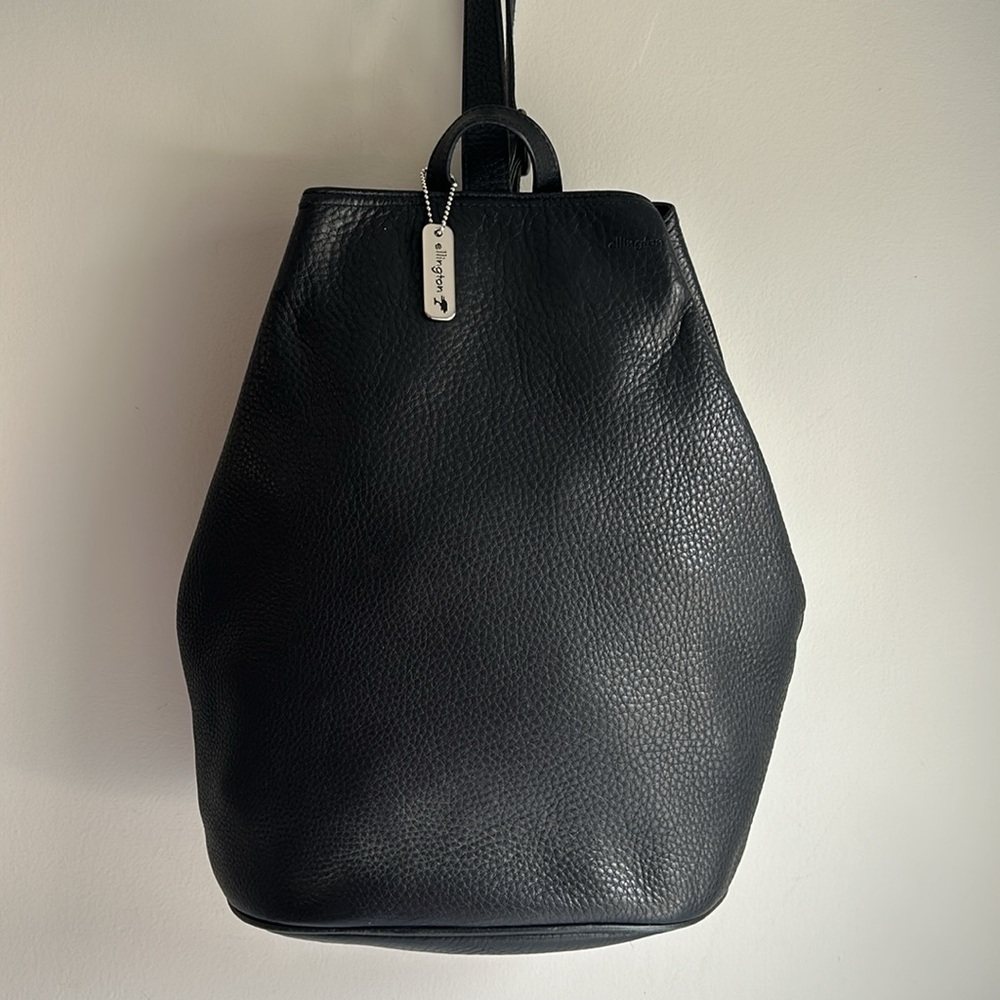 Ellington Black Genuine Pebbled Leather Sling Back Bag